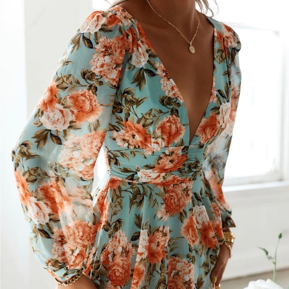 Hello Molly Miami Love Floral Mint Mini Dress Size Medium - Picture 3 of 4